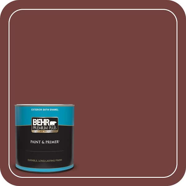 BEHR PREMIUM PLUS 1 qt. #ECC-27-1 Red Pines Satin Enamel Exterior Paint & Primer