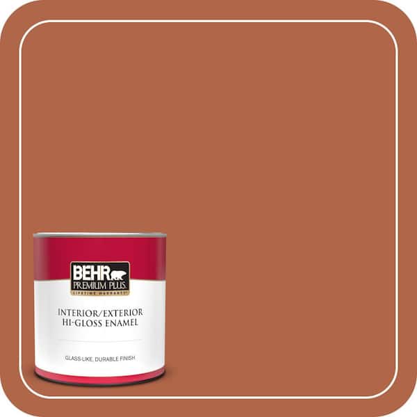 BEHR PREMIUM PLUS 1 qt. #M200-7 Rusty Gate Hi-Gloss Enamel Interior/Exterior Paint & Primer