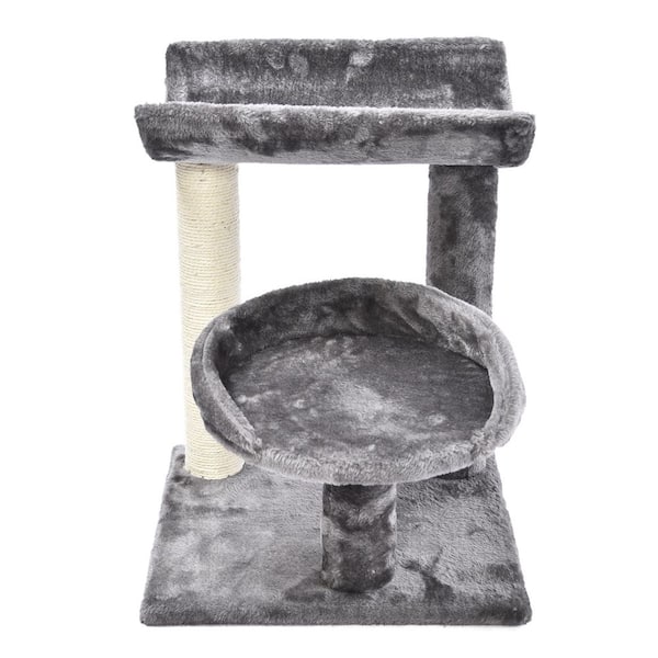 CAT CRAFT 3-Level Plush Scratch and Lounge Cat Tree Habitat, Gray