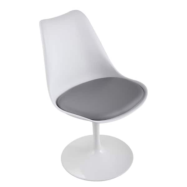 JAXPETY Tulip Swivel Dining Chair with Gray Cushion