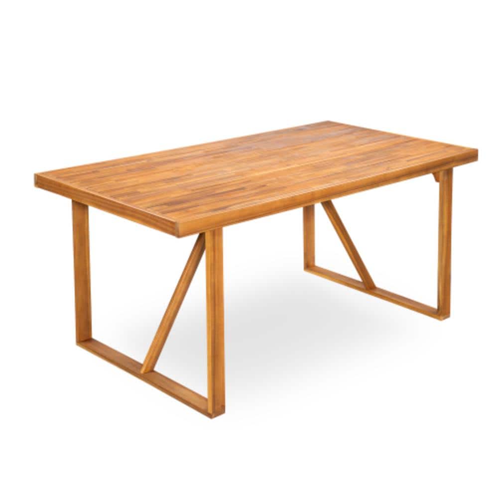 Teak Acacia Wood Outdoor Rectangular Dining Table with Acacia Wood Tabletop for 6 People price history on PriceWatchPro