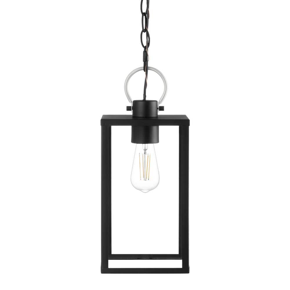 Rimgate 15.63 in. 1-Light Matte Black Outdoor Hanging Light Pendant Light with Clear Glass Shade price history on PriceWatchPro