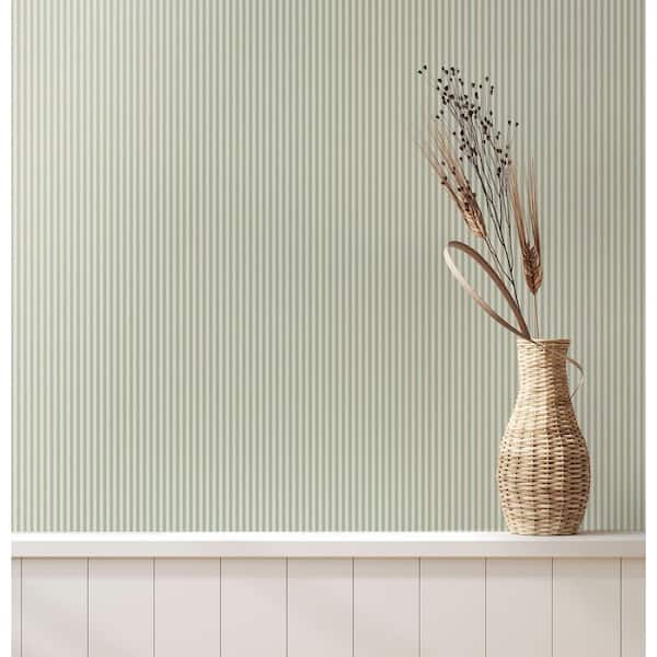 Light Green Ticking Stripe Wallpaper