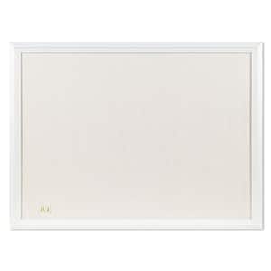 23 in. x 17 in. Taupe Linen Bulletin Memo Board, White Decor MDF Frame