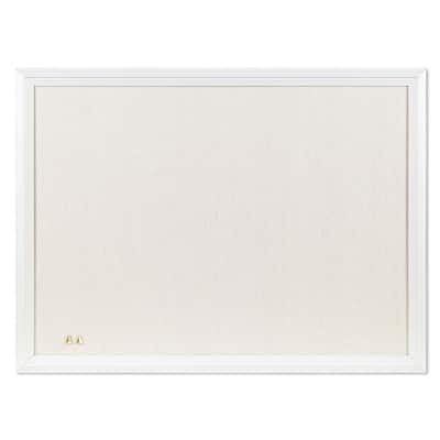 23 in. x 17 in. Taupe Linen Bulletin Memo Board, White Decor MDF Frame