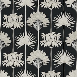 Kentia Black Peel and Stick Wallpaper Sample