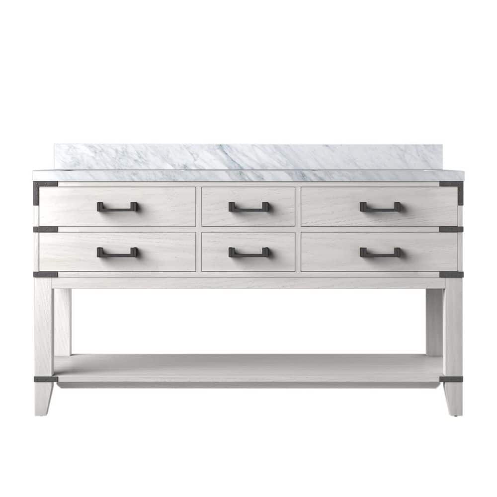 Irvington 60 in W x 22 in D White Oak Double Bath Vanity with Carrara Marble Top price history on PriceWatchPro