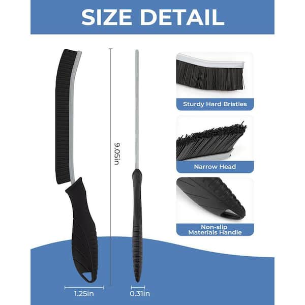 Justincity Crevice Cleaning Brush 8.8 in. Ergonomic Hard Bristles
