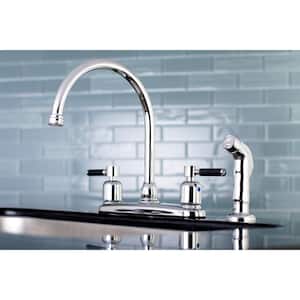 Modern 2-Handle High Arc Standard Kitchen Faucet with Side Sprayer in Chrome