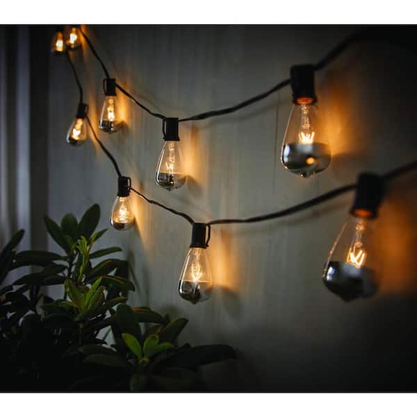 Hampton Bay 10-Light 11 ft. Indoor/Outdoor Plug-In ST38 Incandescent Bulb String Light with Silver Bottom
