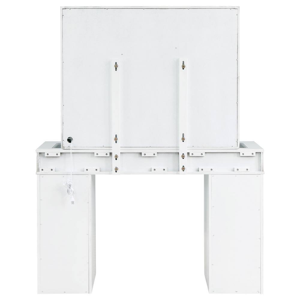 White and Gray Vanity Set with Lighted Mirror and Bench