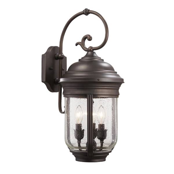 the great outdoors by Minka Lavery Amherst 3-Light Iron Oxide Outdoor Wall Lantern Sconce
