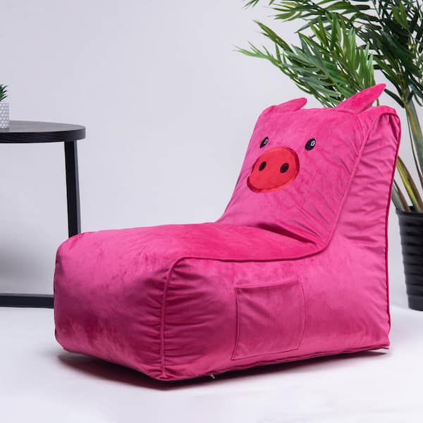 Tidoin Red Lounger Bean Bag Chair with Cartoon Pig Back  in. H x   in. W x  in. D HWS-YDW2-1168 - The Home Depot