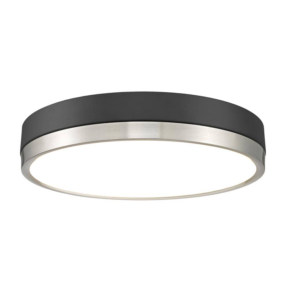 Algar 16 in. Matte Black Plus Brushed Nickel Integrated LED Flush Mount wit