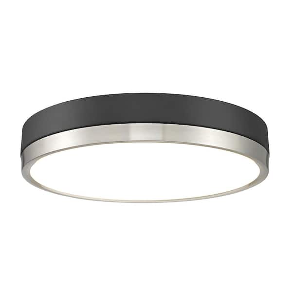 Unbranded Algar 16 in. Matte Black Plus Brushed Nickel Integrated LED Flush Mount with Frosted Acrylic Shade (1-Pack)