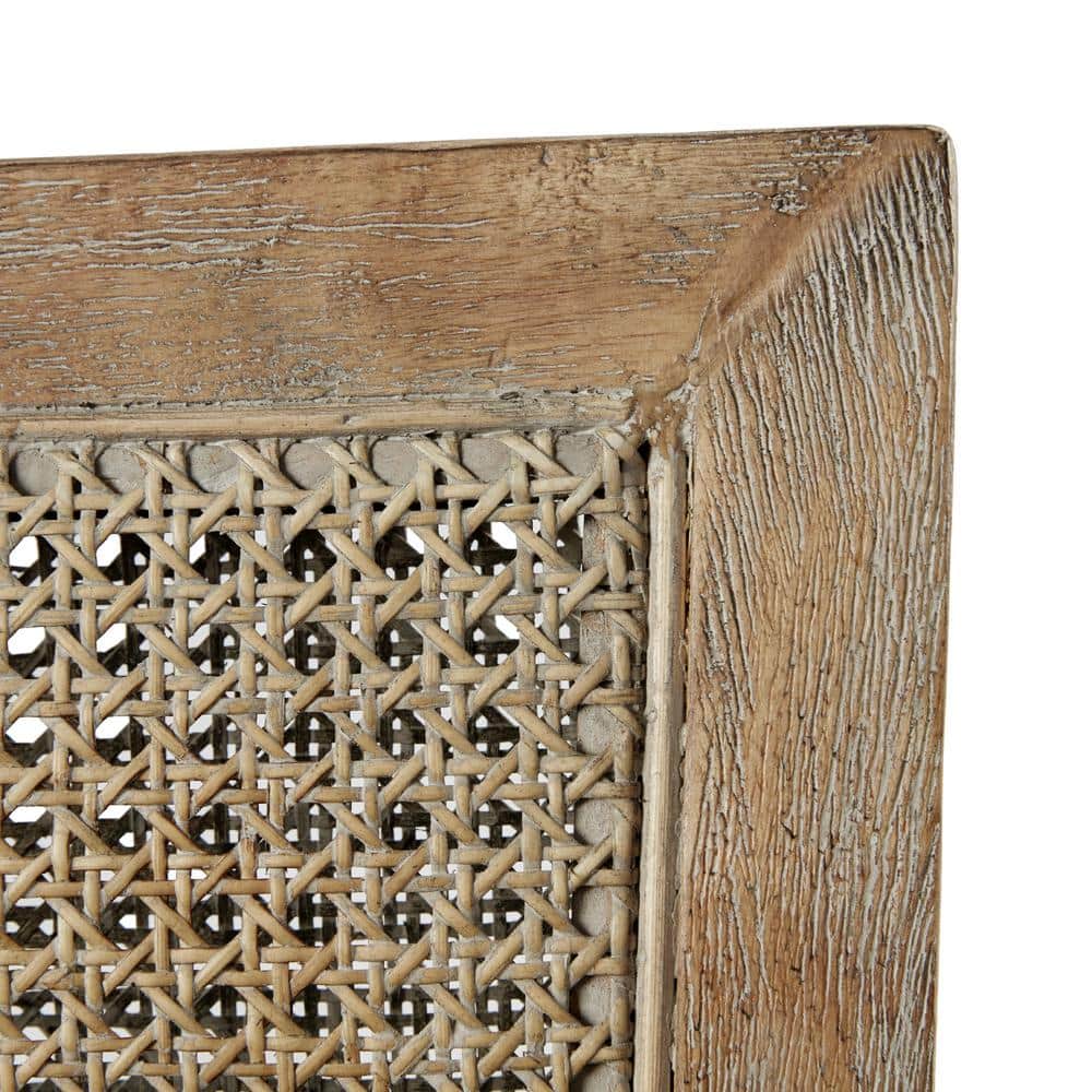 Cream and Reclaimed Natural Wood Accent Chair with Cane Back