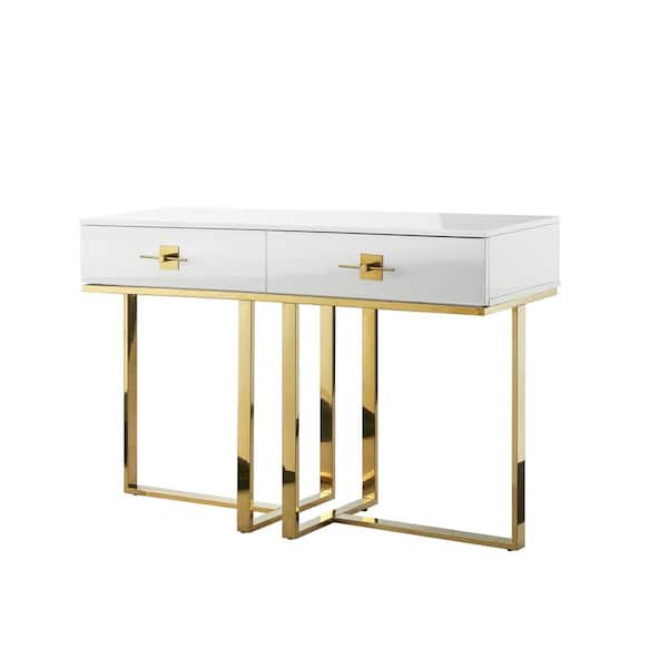 white gold console