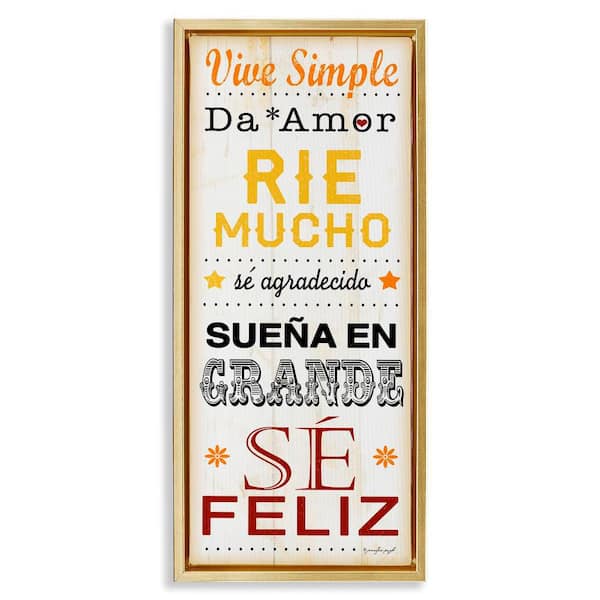 Stupell Industries Live and Laugh Motivational by Jennifer Pugh Gold Floater Frame Typography Graphic Art Print 31 in. x 15 in.