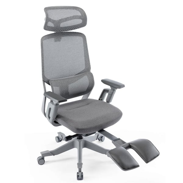 EazeeChairs Grey Upholstery Extra-Large Headrest Ergonomic Office Mesh Task  Footrest Chair with 3D Armrest Adjustable Seat Depth S5-ZKL-GNM3-FT - The  Home Depot
