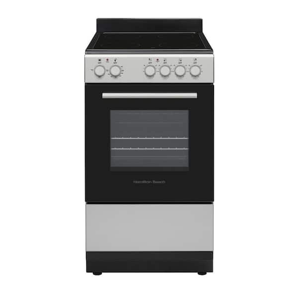 20 in. 4-Burner Electric Range Oven with Shallow Tray in Stainless Steel