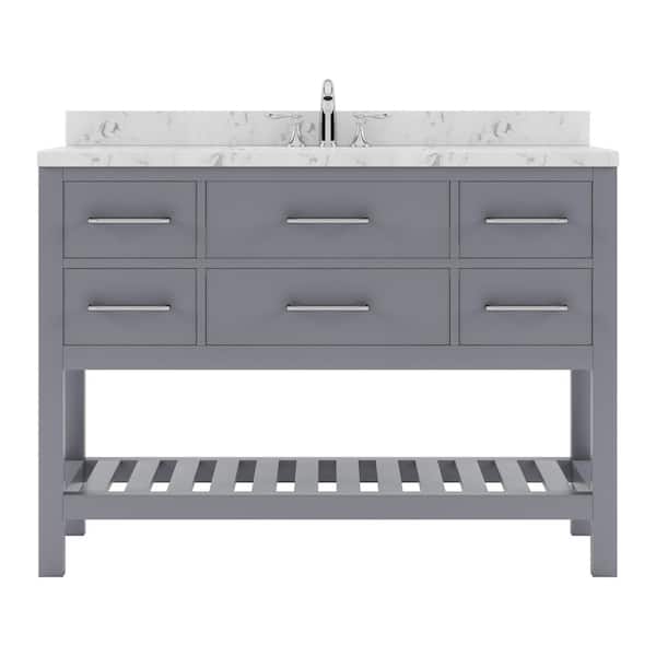 Virtu USA Caroline Estate 48 in. W x 22 in. D x 35 in. H Single Sink Bath Vanity in Gray with Quartz Top