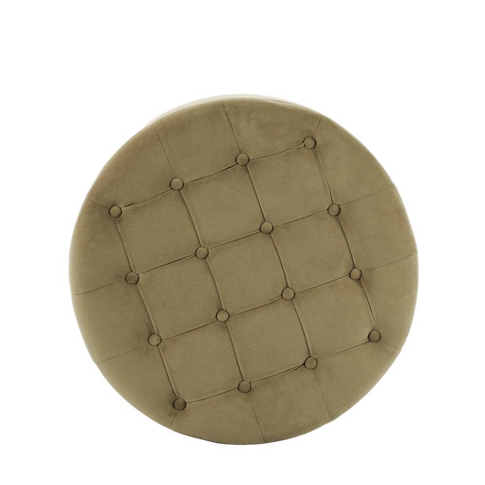 Sage Green Velvet Tufted Round Storage Ottoman