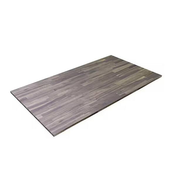 Interbuild 6.2 ft. L x 36 in. D, Acacia Butcher Block Island Countertop, Finished in Dusk Grey with Square Edge
