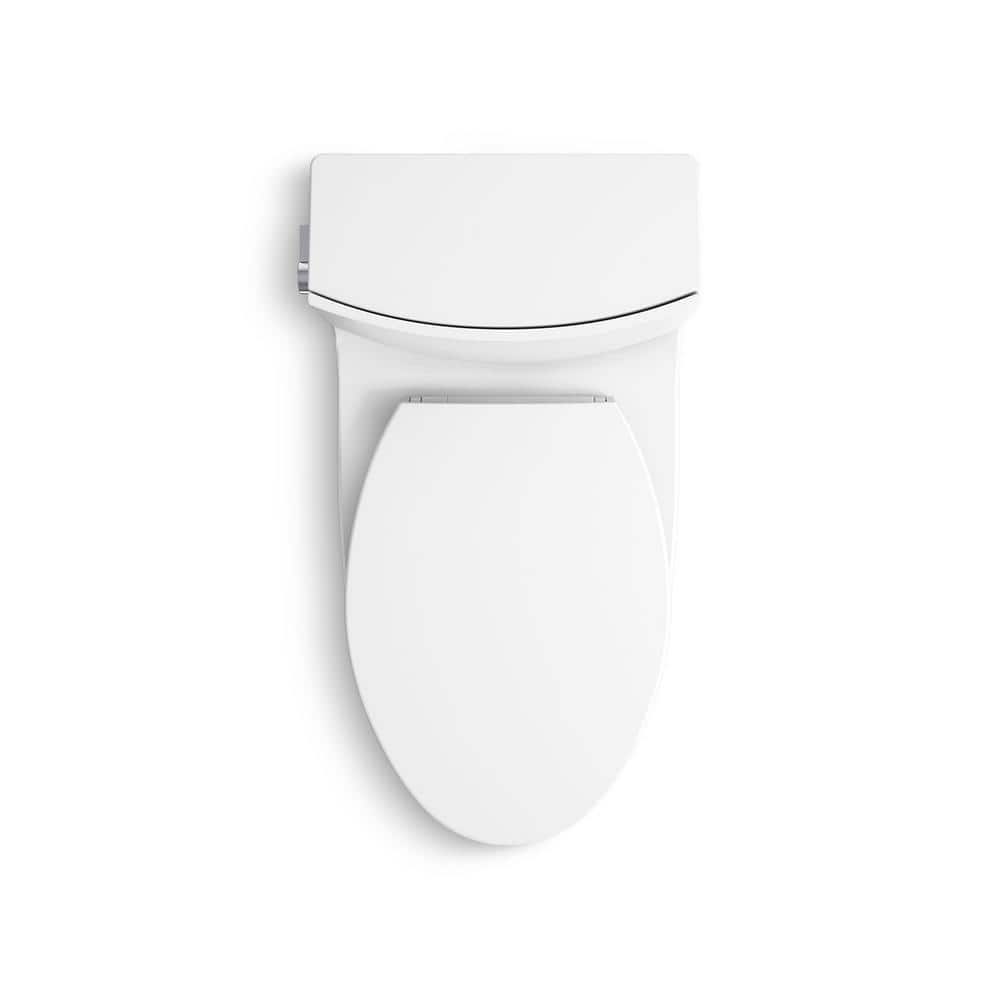 Veil White Polished Elongated Dual-Flush Free Standing Toilet