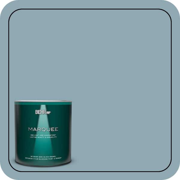 BEHR MARQUEE 1 qt. #530F-4 Newport Blue Semi-Gloss Enamel Interior Paint & Primer