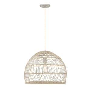 Meridian 20 in. W x 16 in. H 1-Light Natural Shaded Pendant Light