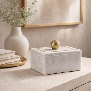 Liv & Skye Ivory 8 in. x 4 in. Faux Leather Square Metallic