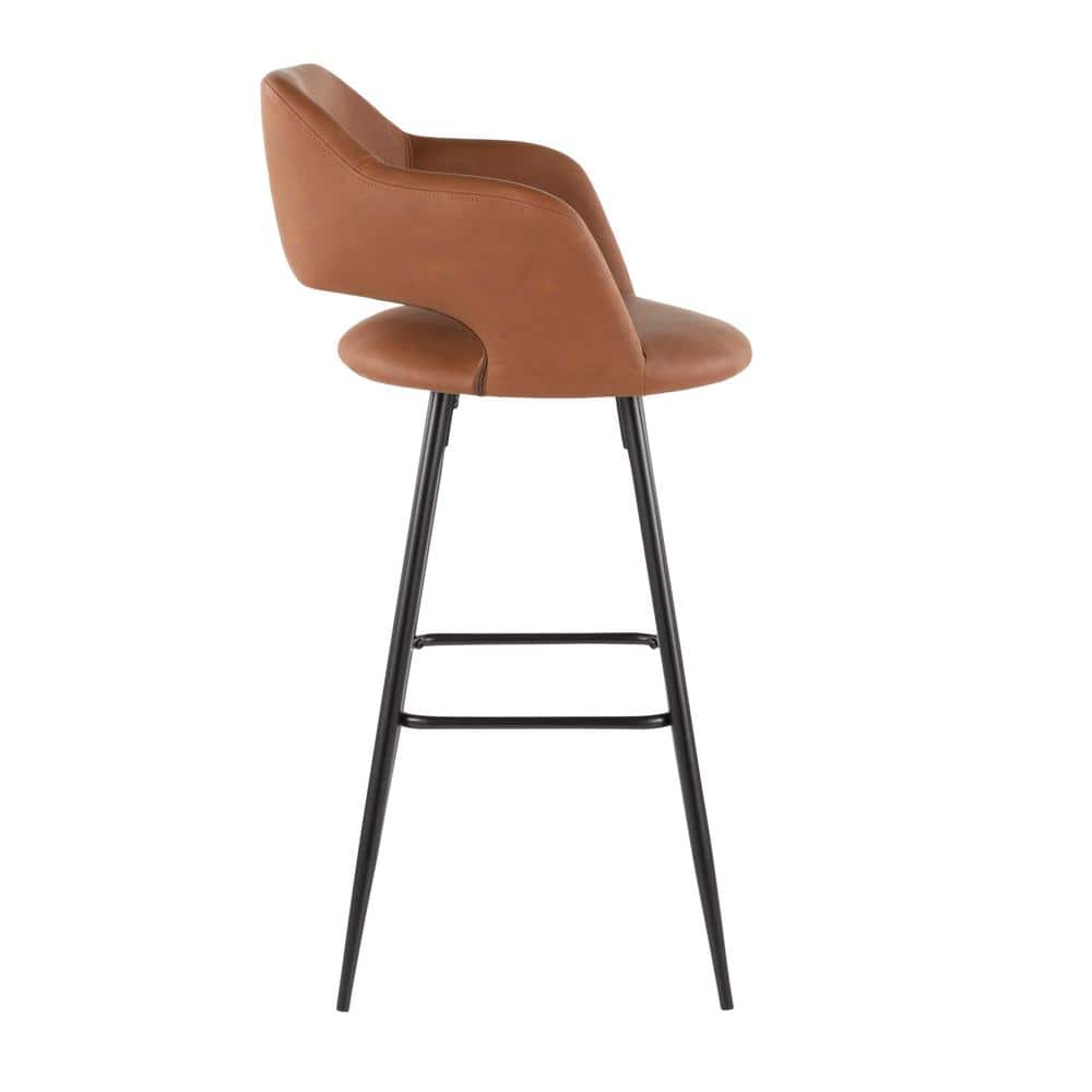 Contemporary Black Metal and Brown Faux Leather Bar Stools