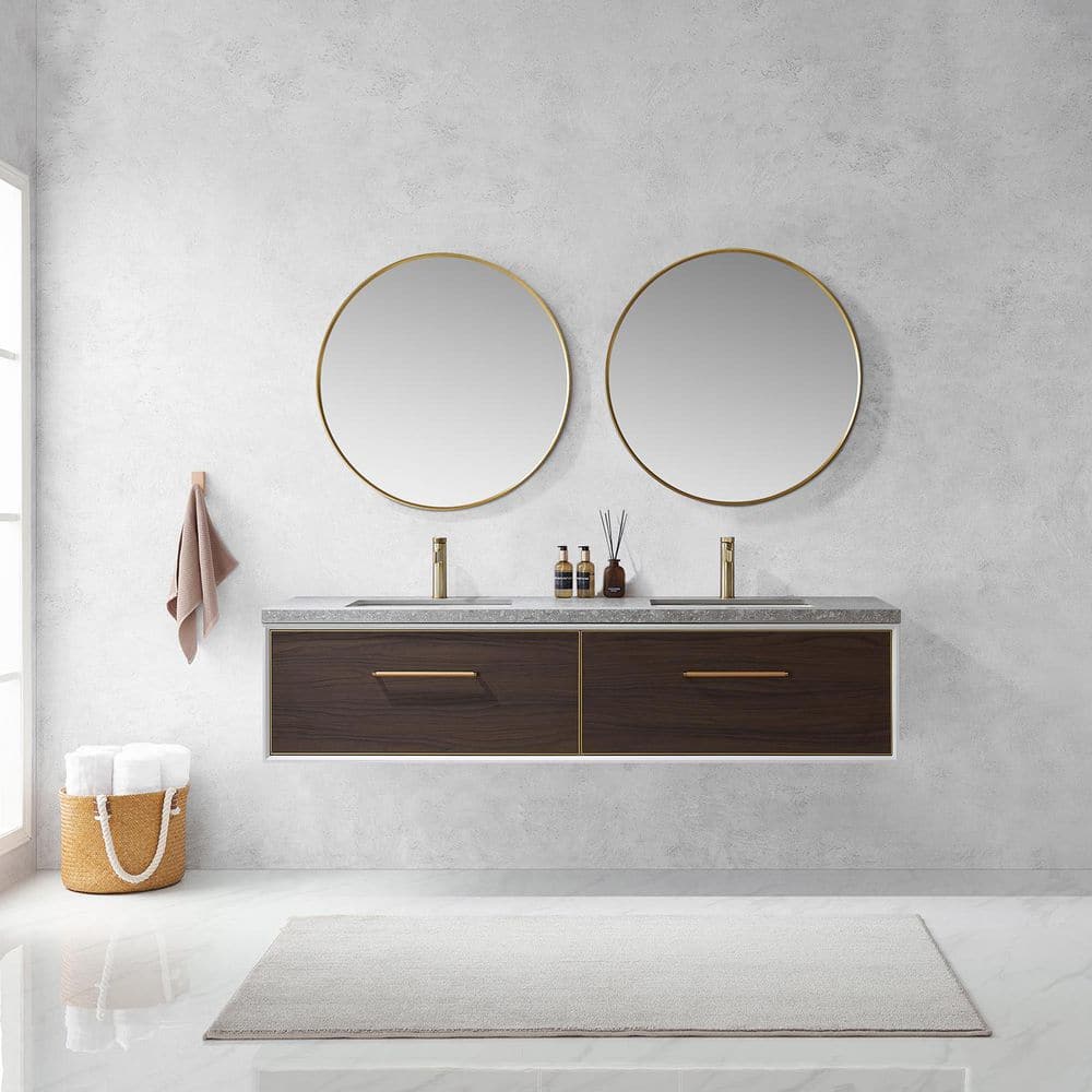 Capa 72 in. W x 22 in. D x 17.3 in. H Double Sink Bath Vanity in Dark Walnut with Grey Sintered Stone Top price history on PriceWatchPro