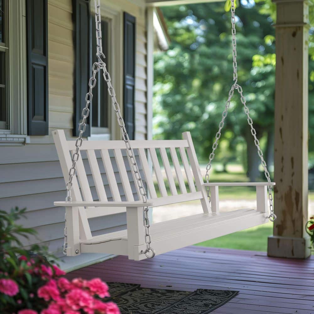 VEIKOUS 4 ft. Wood Patio Porch Swing Outdoor With Chains and