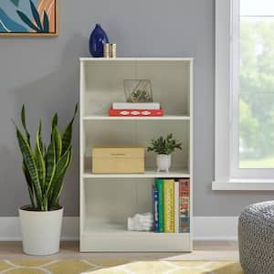 43 in. Off White 3-Shelf Basic Bookcase with Adjustable Shelves