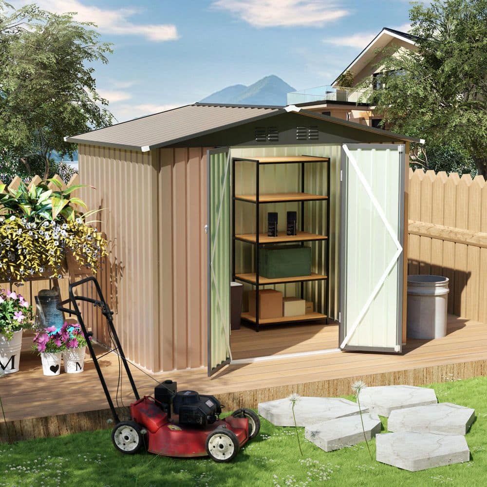 Huluwat 8 ft. W x 6 ft. D Metal Outdoor Storage Shed with Apex