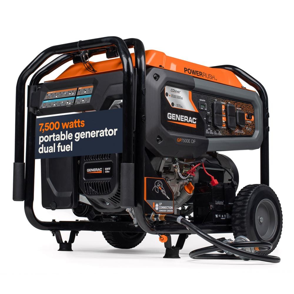 Generac 9400 / 7500-Watt Dual Fuel Electric Start Gasoline / Propane Portable Generator - GP7500E DF
