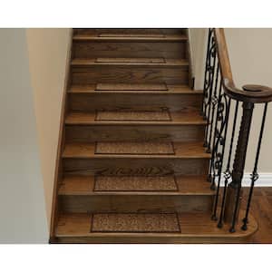 Escalier Collection Non-Slip Rubberback Solid 8.5 in. x 26 in. Indoor Stair Treads, Set of 14, Brown