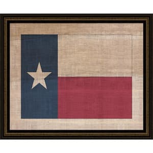 29 in. x 23 in. "Texas State Flag on Distressed Linen" Framed Giclee Print Wall Art