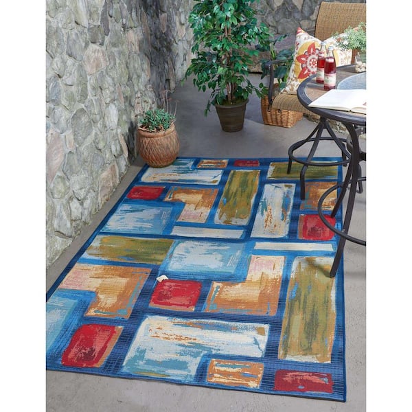 Outdoor Cubed Multi 4' 0 x 6' 0 Area Rug