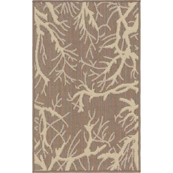 Unique Loom Outdoor Branch Brown 2' 0 x 3' 0 Area Rug