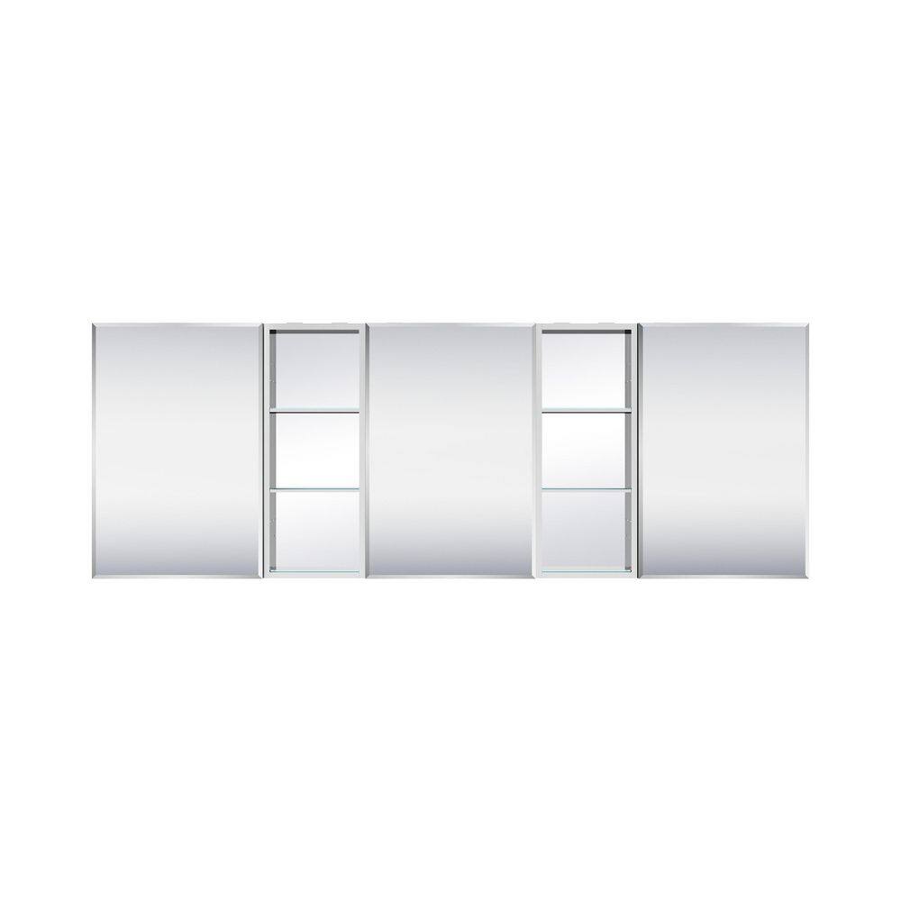 84 in. W x 30 in. H Rectangular Aluminum Tri-View Soft-Close Beveled Medicine Cabinet with Mirror / Open Shelf Combo price history on PriceWatchPro