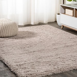 Groovy Solid Shag Beige 4 ft. x 6 ft. Area Rug