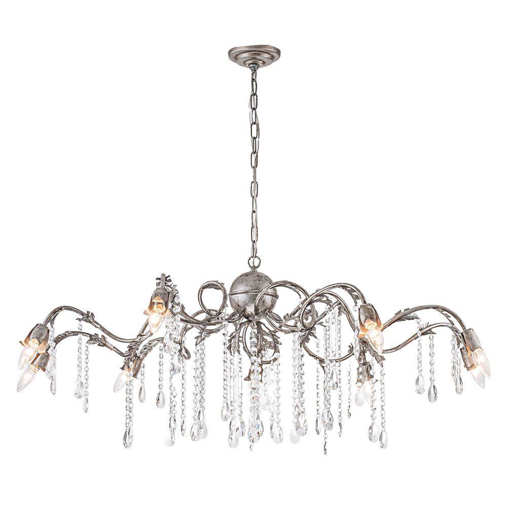 Francesca 9-Light 47-in Modern Vintage Silver Linear Crystal Chandelier with Branch Design Adjustable Hanging price history on PriceWatchPro