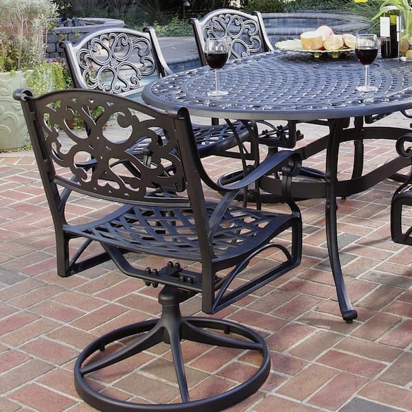 Cast Aluminum Outdoor Dining Set, Wrought Iron Patio Dining Table For 6