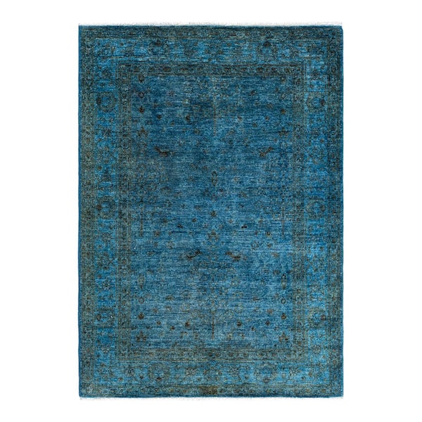 Solo Rugs Vibrance Blue 4 ft. x 6 ft. Solid Wool Indoor Area Rug