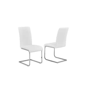 Trinity White/Silver Modern Side Chairs (Set of 2)