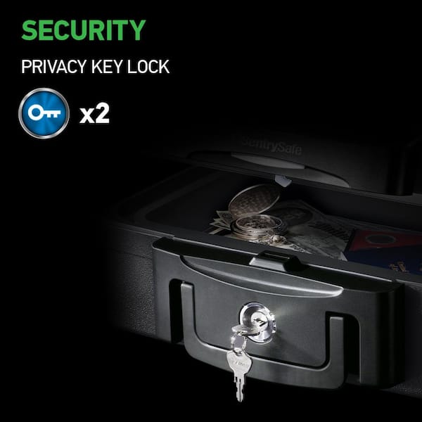 Black SentrySafe H0100 Fireproof Waterproof Box with Key Lock 0.17 Cubic Feet 