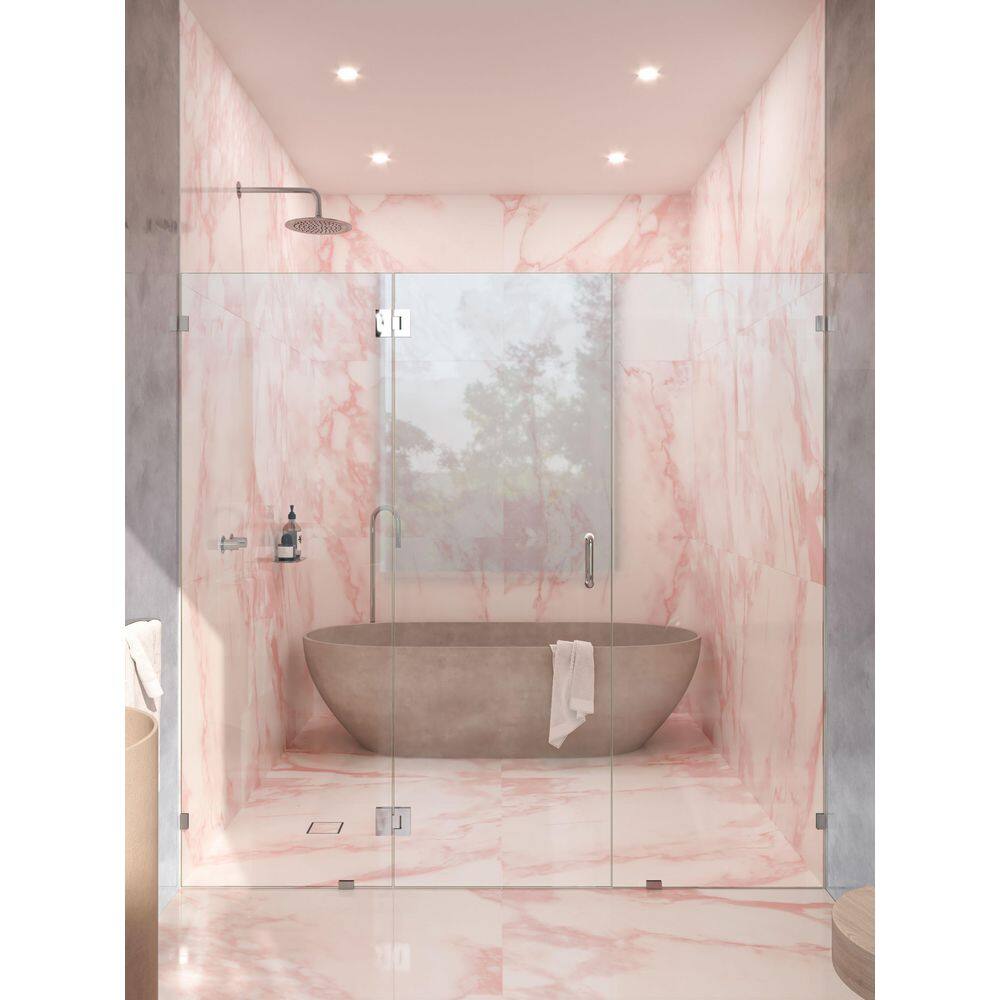Stellar Frameless Polished Chrome 3 Panel Glass Shower Door