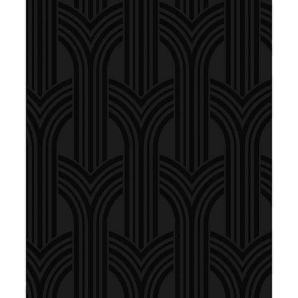57.5 sq. ft. Carbon and Metallic Black Hendrix Arches Unpasted Nonwoven Paper Wallpaper Roll